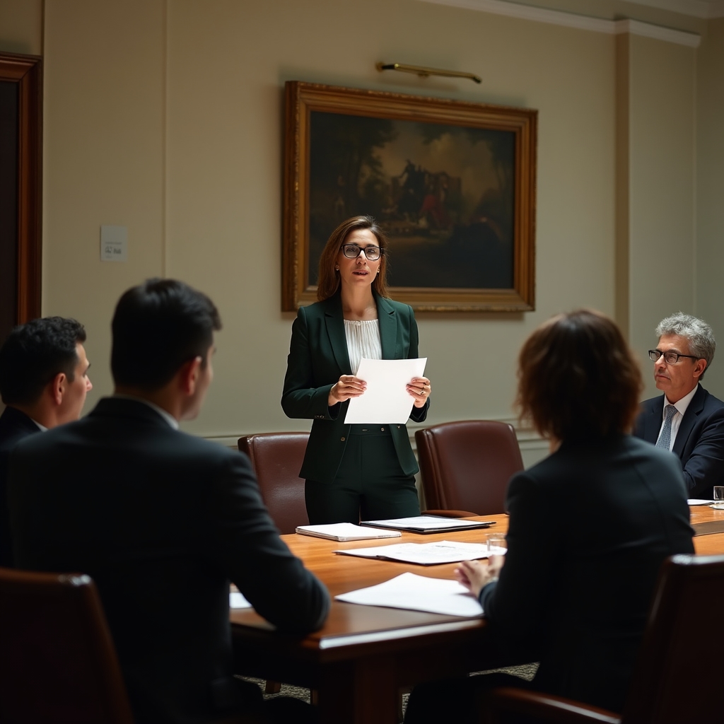 Profesional tomando visibilidad en reunión importante